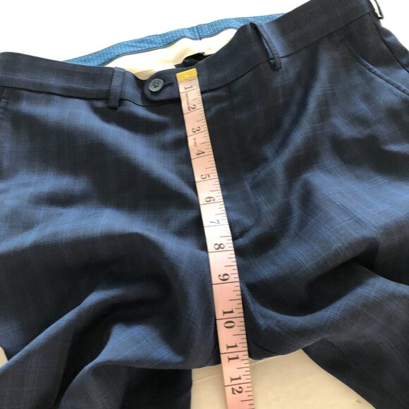 Original Penguin Men Navy Blue Plaid Pants Size 33W - 32L Party Office Wool - Picture 7 of 8